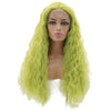 Image of Synthetic lace front wigs for women light green deep wave long