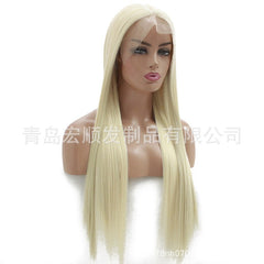 Synthetic lace front wigs for women blonde long straight