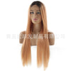 Image of Synthetic lace front wigs for women ombre cooper color long straight