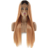 Image of Synthetic lace front wigs for women ombre cooper color long straight