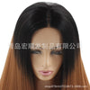 Image of Synthetic lace front wigs for women black ombre brown color long straight