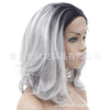 Image of Synthetic lace front wigs for women black ombre grey