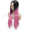 Image of Synthetic lace front wigs for women black ombre pink long straight