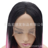 Image of Synthetic lace front wigs for women black ombre pink long straight