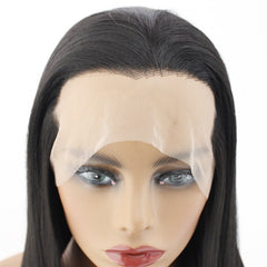 Synthetic lace front wigs for women long straight black