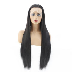 Synthetic lace front wigs for women long straight black