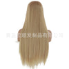 Image of Synthetic lace front wigs for women dark yellow color long straight