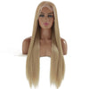 Image of Synthetic lace front wigs for women dark yellow color long straight