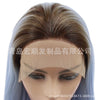 Image of Synthetic lace front wigs for women ombre light blue color long straight