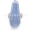 Image of Synthetic lace front wigs for women ombre light blue color long straight