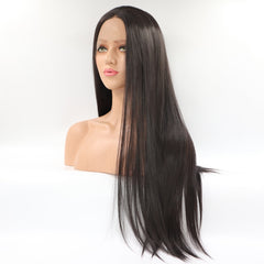 Lace Wig Front Synthetic Hair Wigs European and American fashion ladies wig lace black long hair chemical fiber semi-mechanism headgear factory wholesalefor Women Lady Cosplay Drager