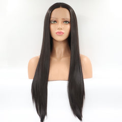 Lace Wig Front Synthetic Hair Wigs European and American fashion ladies wig lace black long hair chemical fiber semi-mechanism headgear factory wholesalefor Women Lady Cosplay Drager