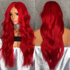 Image of Red Natural Wave Hand Tied Synthetic Lace Front Wig