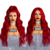 Image of Red Natural Wave Hand Tied Synthetic Lace Front Wig