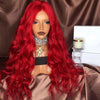 Image of Red Natural Wave Hand Tied Synthetic Lace Front Wig