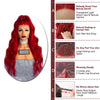 Image of Red Natural Wave Hand Tied Synthetic Lace Front Wig