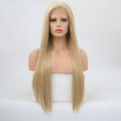 Blonde Synthetic Long Straight Hair Lace Front Wigs