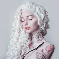 KIND Platinum Blonde Curly Hair Synthetic Lace Wig