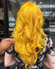 Happy Yellow Straight Hair Synthetic Lace Front Wigs